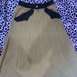Vintage Tan and Brown Maxi Skirt